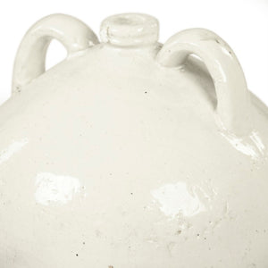 Zentique Distressed White Bowl with Handcrafted Stoneware Finish — Rustic Farmhouse Centerpiece for Serving W11.5 x H15 x D11.5 8563L A25A