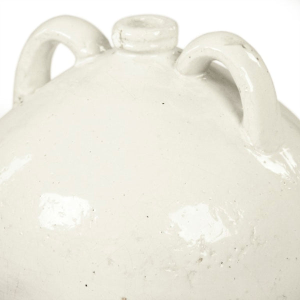 Zentique Distressed White Bowl with Handcrafted Stoneware Finish — Rustic Farmhouse Centerpiece for Serving W11.5 x H15 x D11.5 8563L A25A