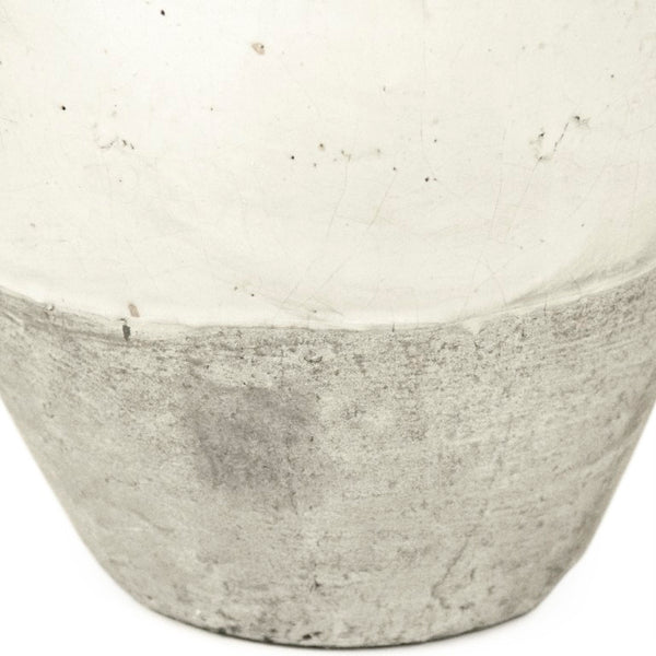 Zentique Distressed White Bowl with Handcrafted Stoneware Finish — Rustic Farmhouse Centerpiece for Serving W11.5 x H15 x D11.5 8563L A25A
