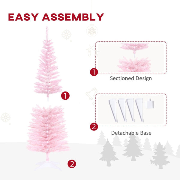 English Elm Christmas Pencil Tree 5 Foot Slim Artificial with 294 Branch Tips for Small Spaces T3971P415285