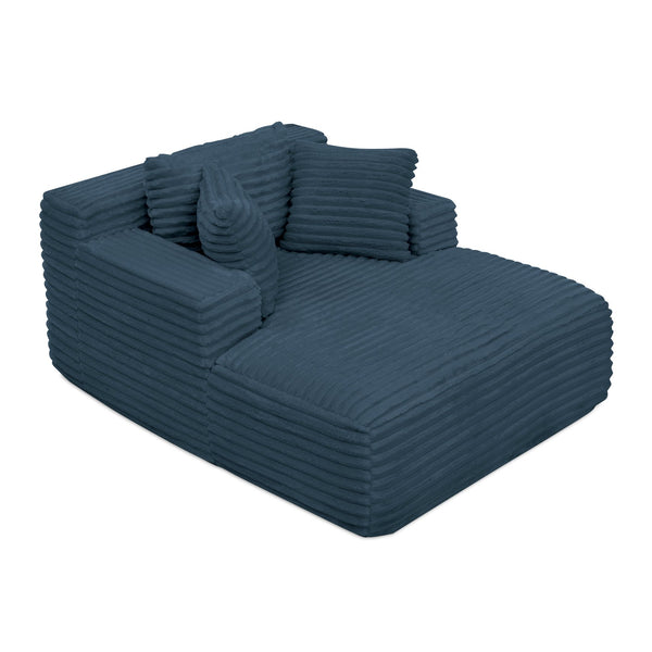 English Elm Living Compressed Chaise Lounge Foam Sofa Bed - Fluffy Corduroy Cloud Couch, Deep Seat, No Frame, Blue W1413P298042