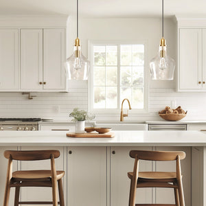 JLA Home INK+IVY - Bell Bell-shaped Hanging Glass Pendant Light with Clear Hand-Blown Shade and Gold Finish, Adjustable Cord MP151-0123