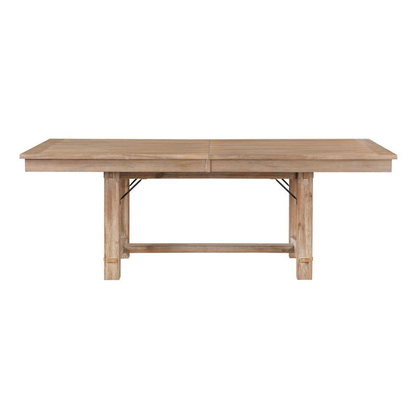 English Elm Light Oak Acacia Veneer Extendable Dining Table Seats 8 with Self Storing Leaf B011P284418