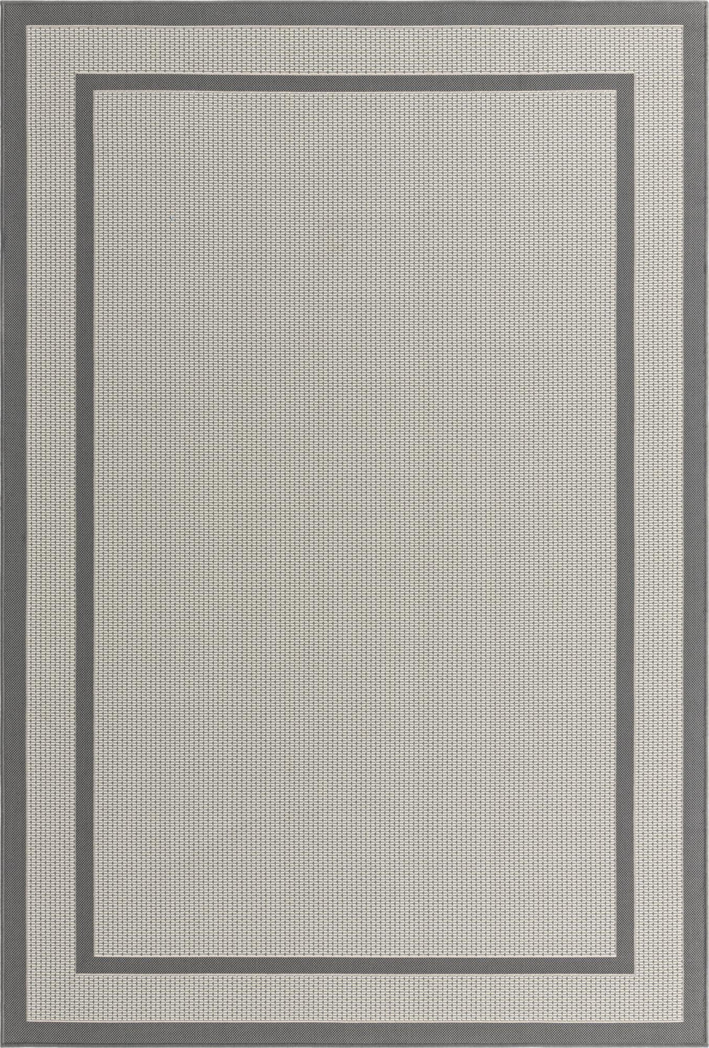 Unique Loom Outdoor Border Border Machine Made Border Rug Gray, Gray/Silver 6' 1" x 9' 0"