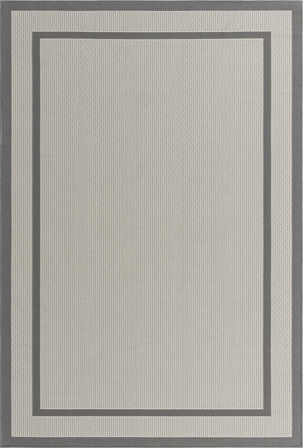 Unique Loom Outdoor Border Border Machine Made Border Rug Gray, Gray/Silver 6' 1" x 9' 0"
