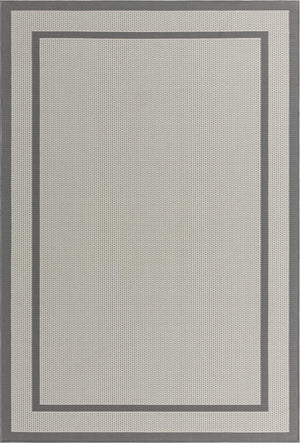 Unique Loom Outdoor Border Border Machine Made Border Rug Gray, Gray/Silver 6' 1" x 9' 0"