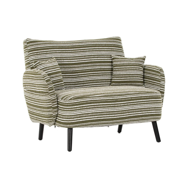 English Elm Modern tufted two-seater sofa with boucle upholstery, tapered legs, storage pockets, cozy compact design Olive Green W395P376589