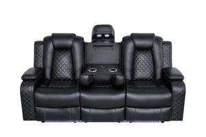 English Elm Leisureluxe Reclining Sofa Set with Led Lighting Wireless Charging and Storage Arms B2730S00015