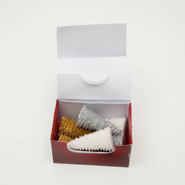 English Elm Holiday Elegance Soy Wax Candle Set - 6 Tree-Shaped Candles In Gold, Silver & White For Festive Décor B346P336830