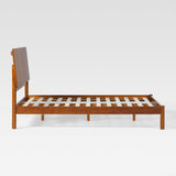 Slatted Headboard Mid-Century Modern Solid Wood Queen Bed Brown CALB5CBR Walker Edison