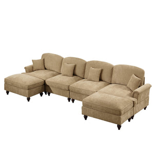 English Elm Classic U-Shape 4-Seater Modular Sectional Sofa With Customizable Styles & Cloud-Like Comfort W3041S00251