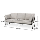 Christopher Knight Home® - Noble House - Carvel Mid-Century Modern 3 Seater Wood Frame Sofa, Light Gray, Gray, and Black