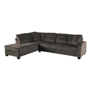 English Elm 2-piece Tufted Microfiber Sectional Reversible Chaise Pocket Coil Modern Living Room Chocolate B011S01325