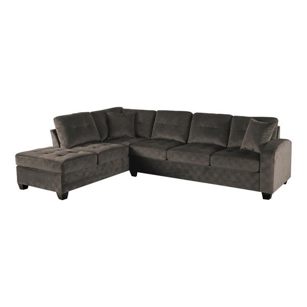 English Elm 2-piece Tufted Microfiber Sectional Reversible Chaise Pocket Coil Modern Living Room Chocolate B011S01325