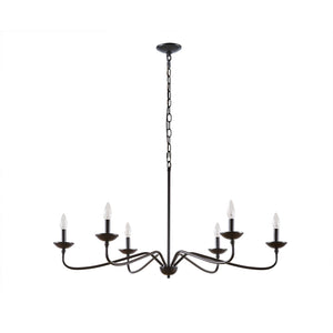 JLA Home INK+IVY - 6-Light Matte Black Farmhouse Chandelier — Ink+Ivy Brighton 6-Bulb Exposed Bulb Fixture, Dimmable Elegance MP150-0194
