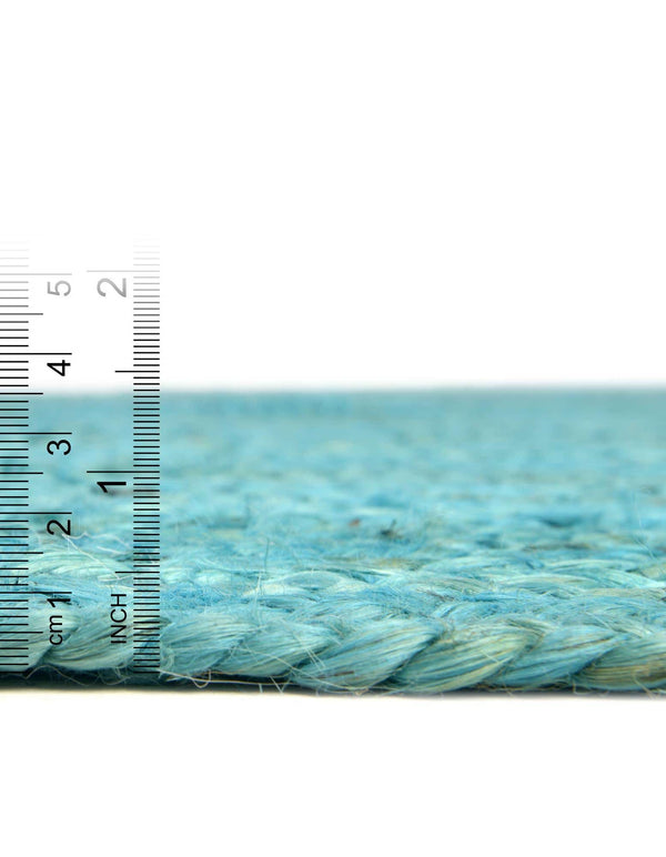 Unique Loom Braided Jute Dhaka Hand Braided Solid Rug Turquoise,  8' 0" x 8' 0"