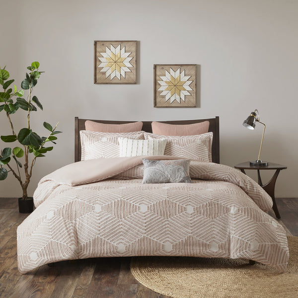 English Elm Cotton Ellipse Jacquard Comforter Set Full/Queen — Textured Geometric Design, OEKO-TEX Certified, Machine Washable Blush 21.65 L x 22.44 W x 9.84 H B035128789