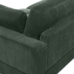 English Elm Large Corduroy Chaise Loveseat with Extended Leg Support for Relaxed Living Rooms Dark Green B2748S00007