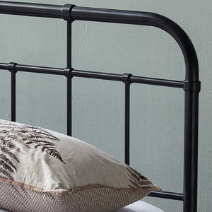 English Elm Queen Iron Platform Bed Pipe Style Frame No Box Spring Needed Industrial Loft Bedroom 64072.00FBLK-K