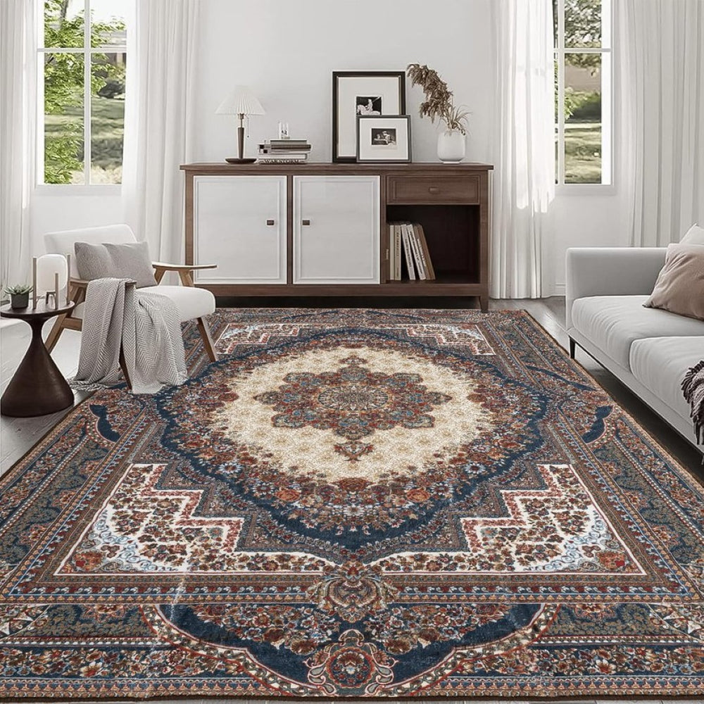 English Elm Area Rug 8X10 Vintage Bohemian Persian Floral Design - Non-Slip, Washable For Living Spaces P2 W2907P265113-GIGA