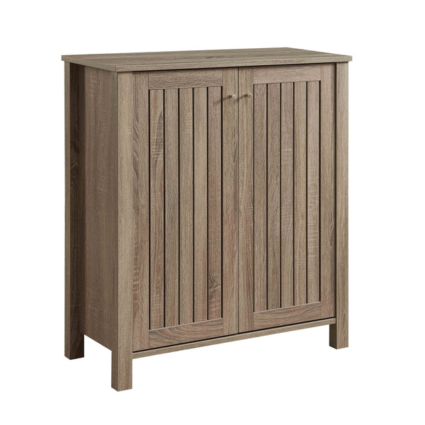English Elm Shoe cabinet with slat vented doors, 4 shelves for 20 pairs, top display surface, Dark Taupe finish B107P283306