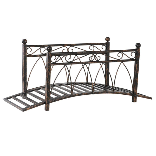 English Elm Outsunny 3.3' Elegant Metal Garden Bridge With Antique Scrollwork, Sturdy Safety Rails & Bronze Finish W2225P200683-GIGA