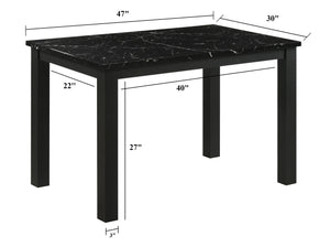 English Elm 1pc Sleek Faux Marble Rectangular Dining Table 47.2" x 29.5" x 30.1"H Modern Minimalist Finish B011P376980