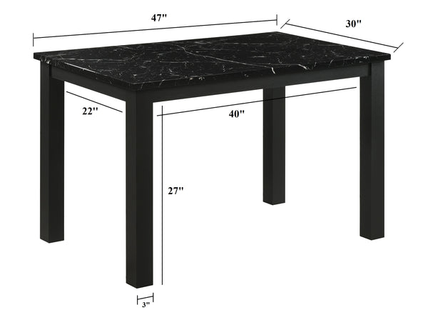 English Elm 1pc Sleek Faux Marble Rectangular Dining Table 47.2" x 29.5" x 30.1"H Modern Minimalist Finish B011P376980