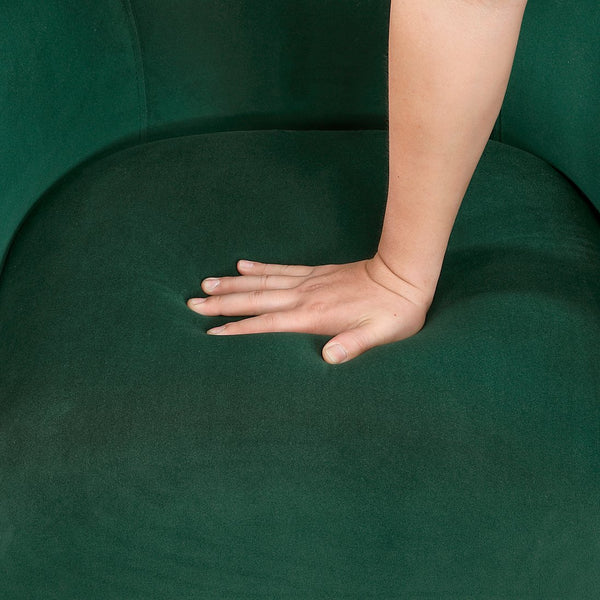 English Elm 1pc Swivel Chair with Velvet Upholstery and Solid Wood Base, Diamond-Stitched Back, Comfortable Lounge Seat Green 29.5 L x 28.5 W x 19 H B011P287558