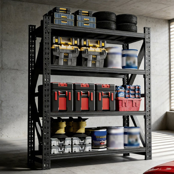 English Elm Heavy Gauge Steel Garage Shelving Unit 4000lb Industrial Storage Rack Four Shelves W2735P457278