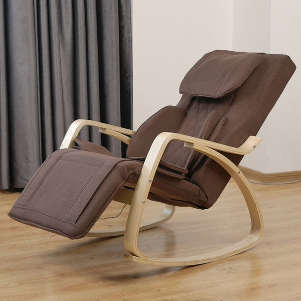 English Elm Full Massage Recliner Chair with Air Pressure, 6 Modes, Heat & 9 Airbag Hip Massage, Brown Linen W2297P253509