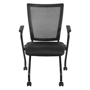 OSP Home Furnishings Soft Flex Frame Folding Chairs Pu Padded Nesting Seats for Events and Meetings 2 Pack 69349-30