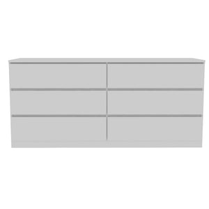 English Elm Seul Six Drawer Double Dresser Superior Top — 60.4" Wide Spacious Surface, Smooth All-Metal Rails, Sleek Design White 36 L x 24 W x 6 H B128S00116