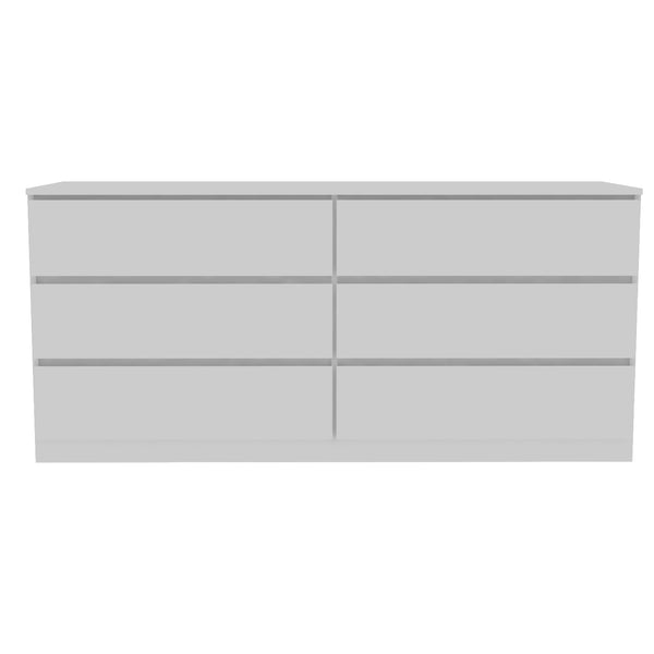 English Elm Seul Six Drawer Double Dresser Superior Top — 60.4" Wide Spacious Surface, Smooth All-Metal Rails, Sleek Design White 36 L x 24 W x 6 H B128S00116