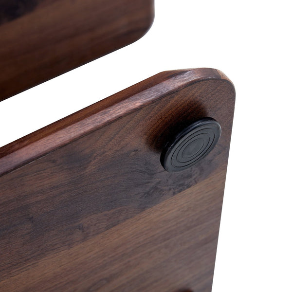 English Elm Modern Walnut MDF Rectangular Coffee Table with Dark Brown Grain Sticker, Silver Trim, Ergonomic Height W1151P230544