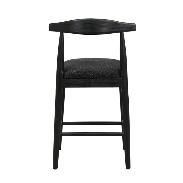 English Elm Christopher Knight Home® - COUNTER Ladder Back Farmhouse Counter Stool Set of 2 with Upholstered Seats and Tapered Rubberwood Legs Black N771P339881H