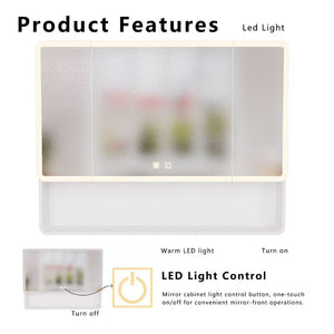 English Elm Led Triple Door Medicine Cabinet Warm Light Anti Fog Aluminum Bathroom Wall Mount W3083P451442