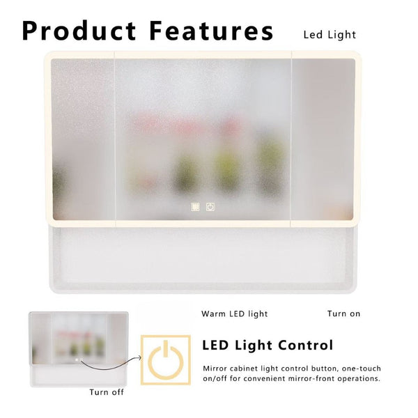 English Elm Led Triple Door Medicine Cabinet Warm Light Anti Fog Aluminum Bathroom Wall Mount W3083P451442