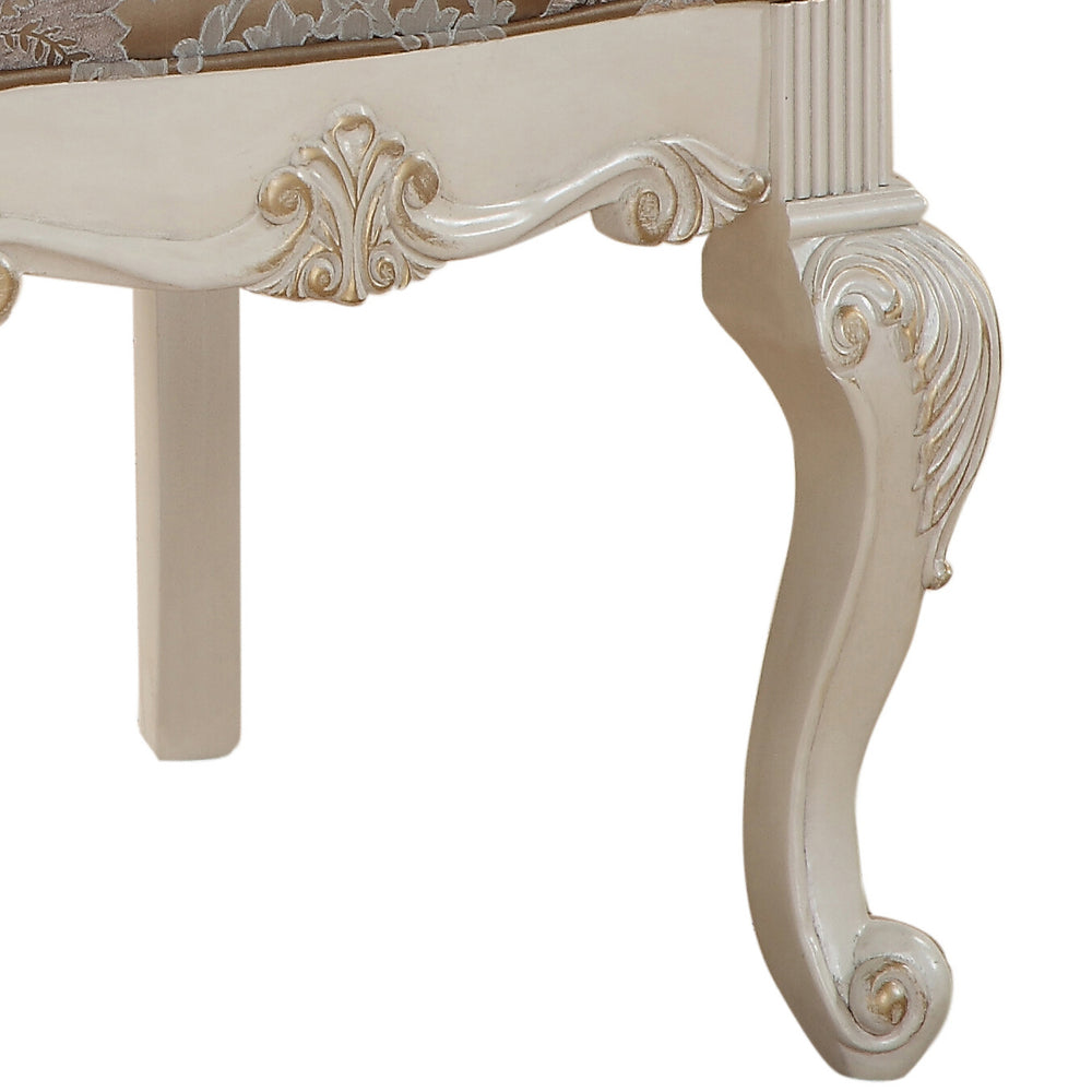 English Elm Rose Rose Gold Tufted Back Side Chairs Set of 2 – Pearl White & Brocade Seats, Floral Motif, Queen Anne Legs B062P186474