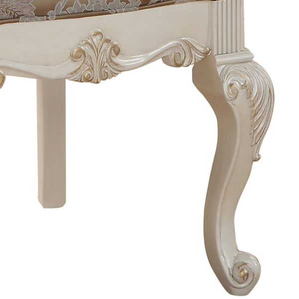 English Elm Rose Rose Gold Tufted Back Side Chairs Set of 2 – Pearl White & Brocade Seats, Floral Motif, Queen Anne Legs B062P186474