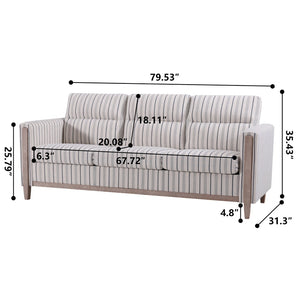 English Elm Comfortable Three Seat Sofa with Rubberwood Legs and High Resilience Cushions for Living Rooms W680P409363
