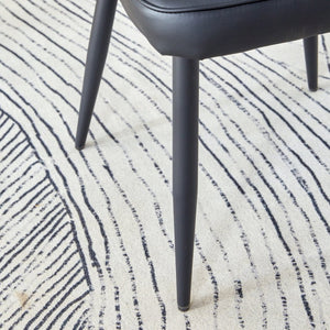 English Elm Table 5-Piece Dining Set: 31.5-Inch Dark Wood Grain Round Table & 4 Ergonomic Black Pu Chairs W1151S02486-GIGA