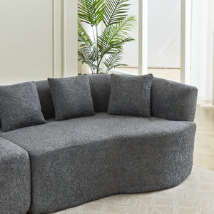 English Elm Curved Chenille Sectional Sofa Oversized Four Seat Cloud Foam Living Room Lounge W3505P355583