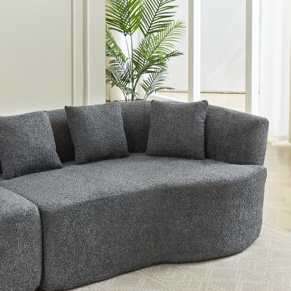 English Elm Curved Chenille Sectional Sofa Oversized Four Seat Cloud Foam Living Room Lounge W3505P355583