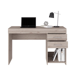 English Elm Ibare Compact Two-Drawer Computer Desk with Lower Shelf, 47.2" Wide Gray Particleboard Surface B07091873