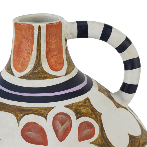 Hamsa Demijohn Vase – Colorful Terracotta Art Piece with Vibrant Motifs for Modern Home Décor