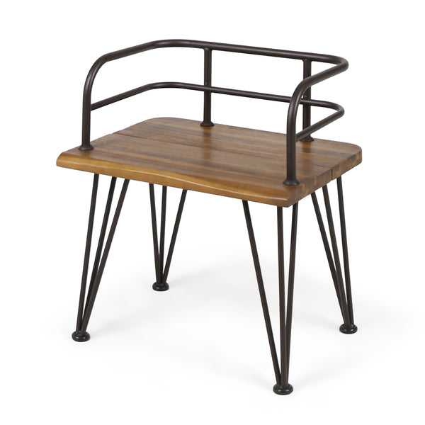 English Elm Christopher Knight Home® - ZION Teak Acacia Wood & Iron Chairs Set of 2 — Rustic Industrial Patio Dining Seats, Sturdy Low Backs 60391.00
