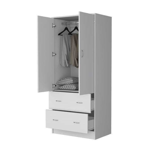 English Elm FM Wenden Wardrobe White – 2 Doors, 2 Drawers & Hanging Rod for Spacious, Durable Bedroom Storage B128S00065
