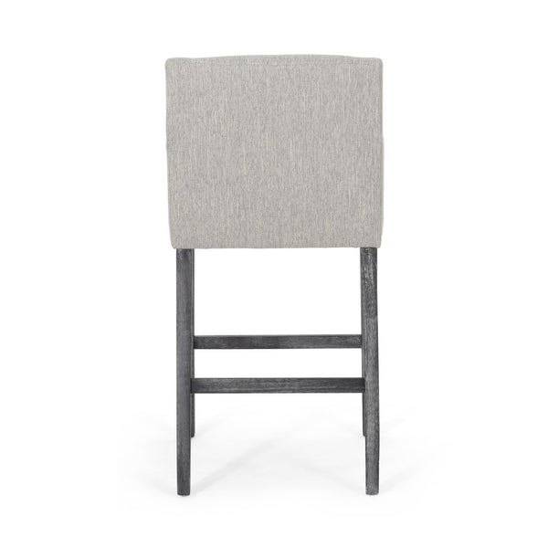 English Elm Upholstered Counter Stools Set of Two with Rubberwood Frame and Padded Armrests N780P365806G