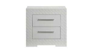 English Elm Blanca King 5-Piece Bedroom Set with LED Headboard, White Lacquer Finish, Quilted Accents & Storage B009S01392